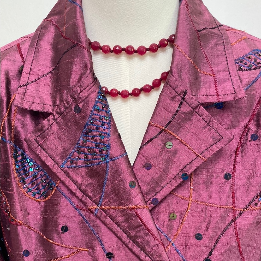 Vintage YakMagik Silk Blazer with Embellishments